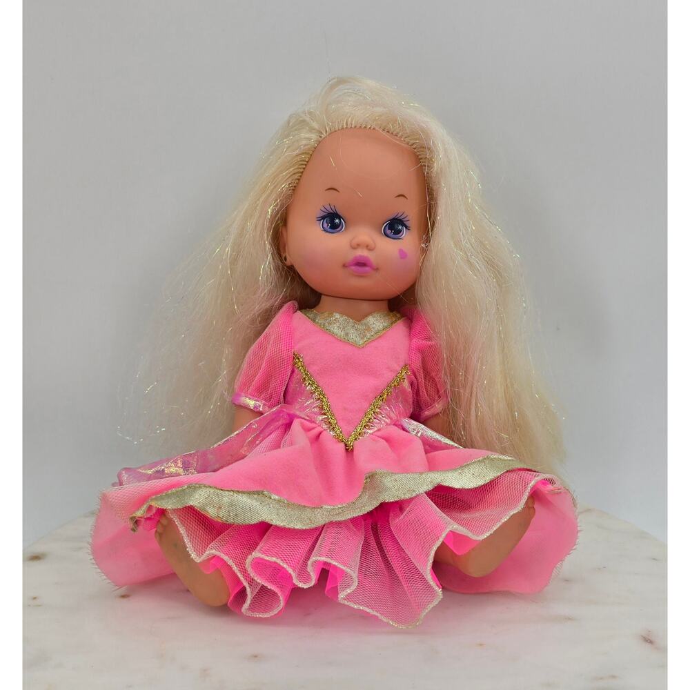 Vintage 1988 Mattel Little Miss Makeup Doll – 13"‎ Blonde with Pink Dress
